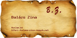 Balázs Zina névjegykártya
